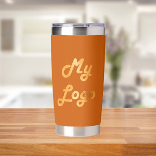 Unternehmen mit orangefarbenem Logo Thermobecher