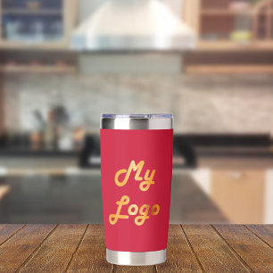 Unternehmen mit rotem Logo Thermobecher