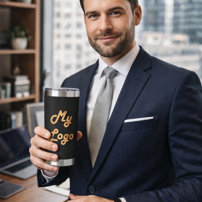 Unternehmen mit schwarzem Logo Thermobecher (Von Creator hochgeladen)