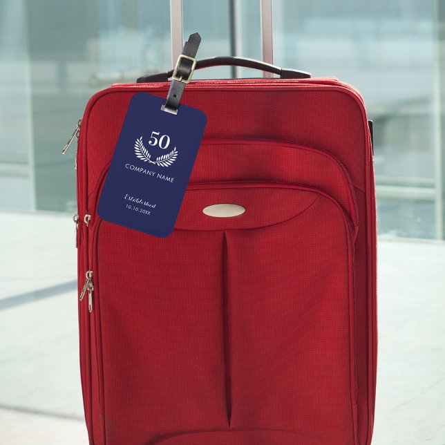 Unternehmen mit Sitz in Navy, White Business Gepäckanhänger (Von Creator hochgeladen)