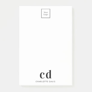 Unternehmen mit weißem Logo und schwarzem Monogram Post-it Klebezettel