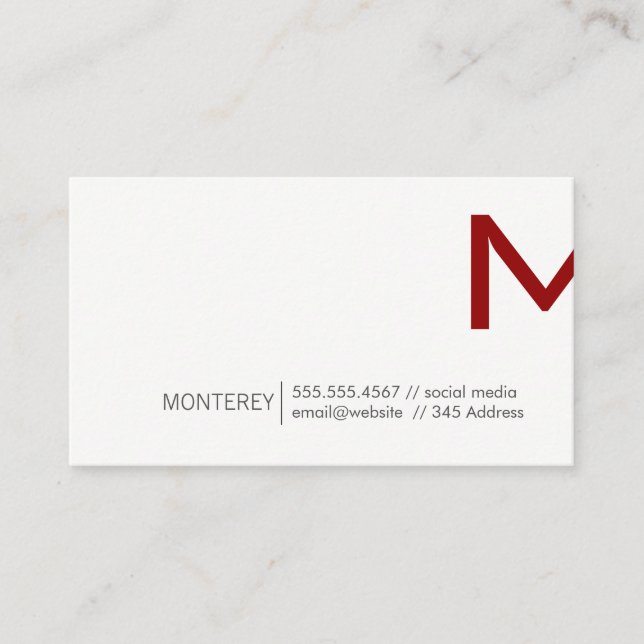 Unternehmen | Monogramm Split (tiefrot) Visitenkarte (Vorderseite)