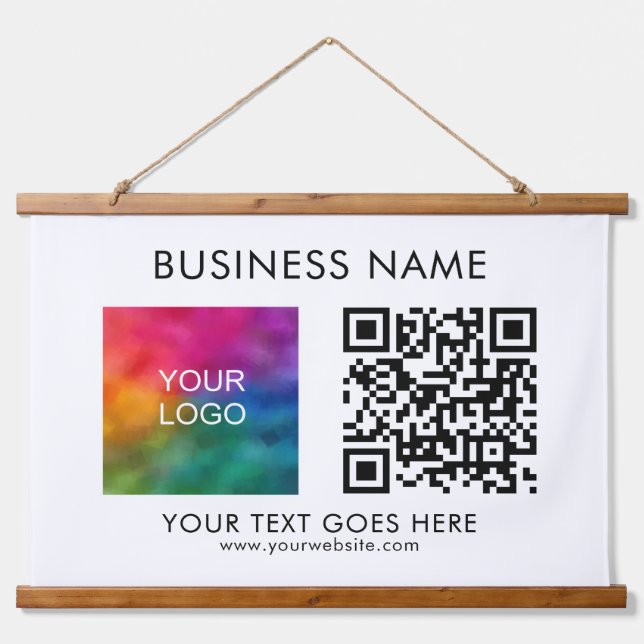 Unternehmen QR-Code-Logo-Kunden Wandteppich Mit Holzrahmen (Vorne)