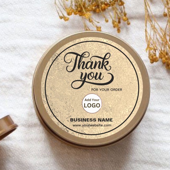 Unternehmen Vielen Dank Gold Black | LOGO hinzufüg Runder Aufkleber (Von Creator hochgeladen)