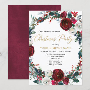 Unternehmen Weihnachten Party elegant bordeauxrot  Einladung