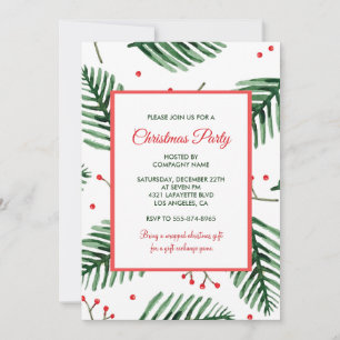 Unternehmen Weihnachten Party Elegante Evergreen Einladung