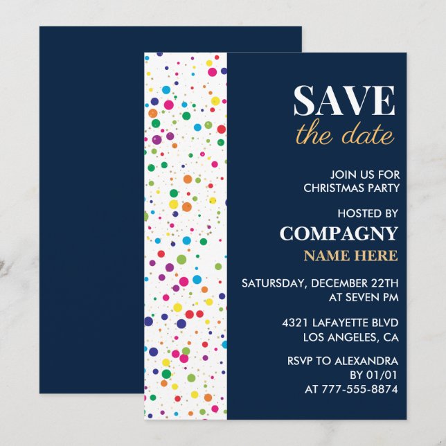 Unternehmen Weihnachts-Party Save the Date Confett Einladung (Vorne/Hinten)