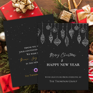 Unternehmens Elegant Schwarz Weiß Weihnachten Neuj Postkarte