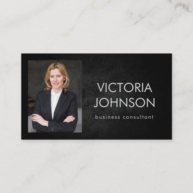 Unternehmensberater Custom Foto Black Stone Visitenkarte (Vorderseite)