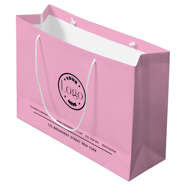 Unternehmensförderung | Benutzerdefiniertes Logo R Große Geschenktüte (Vorderseite Schrägansicht)
