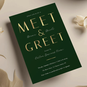 Unternehmensgrün und Gold Business Meet and Greet Einladung
