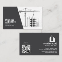 Unternehmenskarte Auftragnehmer, Grau Weiß, mit QR