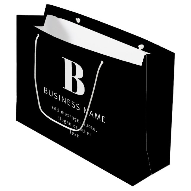 Unternehmensname, Monogramm und zusätzlicher Text  Große Geschenktüte (Vorderseite Schrägansicht)