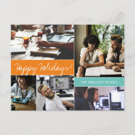 Unternehmensverbindung: Moderner Orange- und Aquam Postkarte