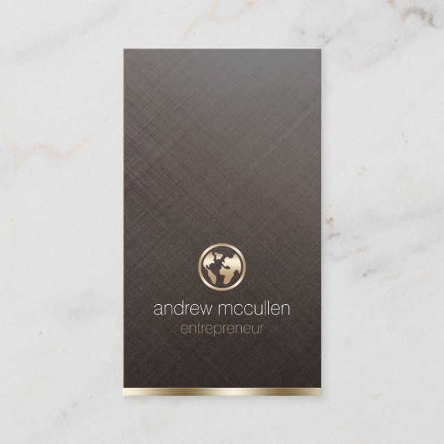 Unternehmer Gold Globe Icon gebürstetes Metall Visitenkarte (Vorderseite)