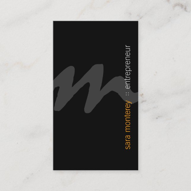 Unternehmerin: Bold Script Monogram Business Card Visitenkarte (Vorderseite)