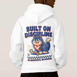 Unternehmerkatze, die auf Disziplin aufgebaut ist  Hoodie