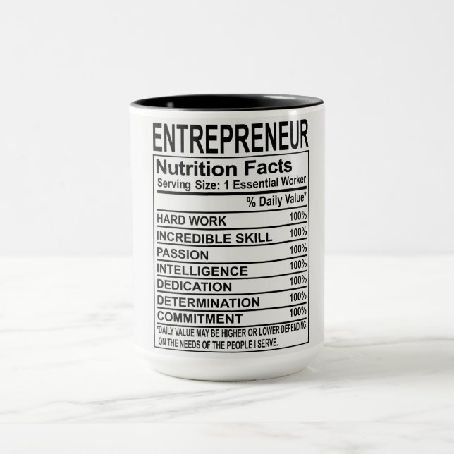 Unternehmernährwert Fakten Tasse (Zentrum)