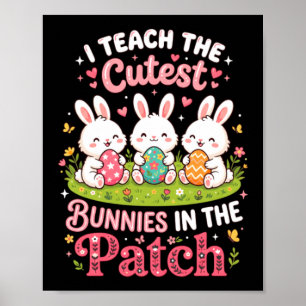 Unterrichte die süßesten Kaninchen auf dem Osterfl Poster