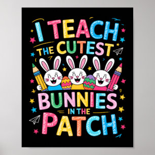 Unterrichte die süßesten Kaninchen auf dem Osterfl Poster