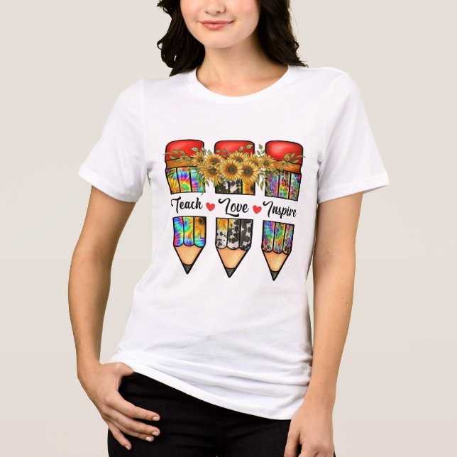 Unterrichten der Liebe Inspirierte Lehrer T - Shir Tri-Blend Shirt (Vorderseite)