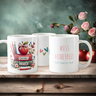 Unterrichten ist Herzarbeit Bunter Personalisierte Kaffeetasse