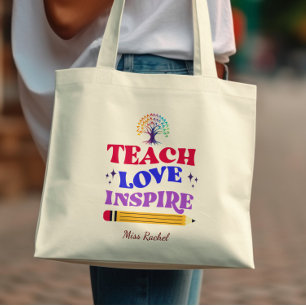 Unterrichten Liebe Inspirierte farbenfrohe Beste L Tragetasche