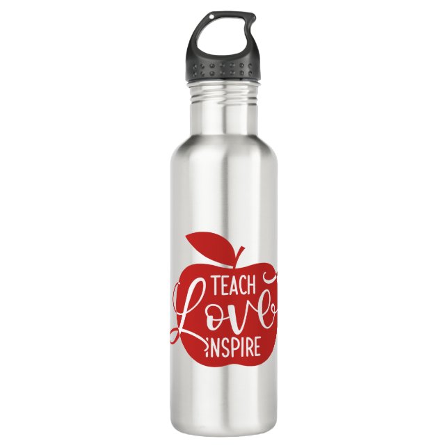 Unterrichten Sie Liebe inspirieren Edelstahlflasche (Vorderseite)