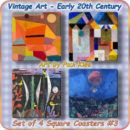 UNTERSATZ-SET (4) - Kunst von Paul Klee (1879-1940 Untersetzer Set