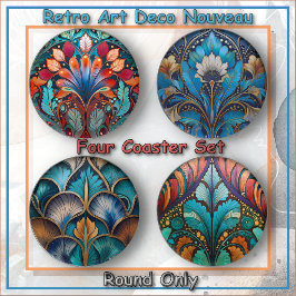 UNTERSATZ-SET (4) - Retro Art Deco Nouveau Untersetzer Set