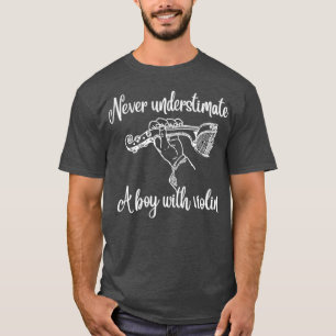 Unterschätze nie einen Jungen mit lustiger Geige T-Shirt