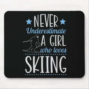 Unterschätze niemals ein Mädchen, das Skifahren li Mousepad