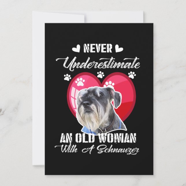 Unterschätze niemals eine alte Frau mit Schnauzer Dankeskarte (Vorderseite)