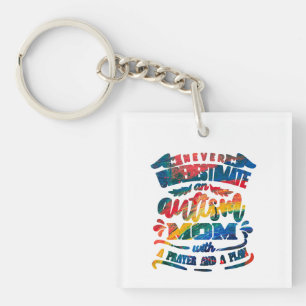 Unterschätze niemals eine Autismus-Mama Regenbogen Schlüsselanhänger