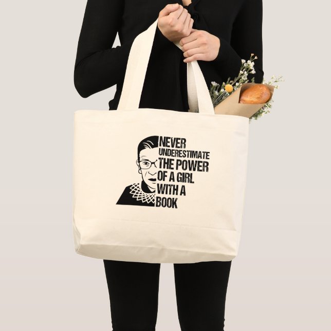 Unterschätzen Sie nie den Power eines Mädchens mit Jumbo Stoffbeutel (Vorderseite (Produkt))