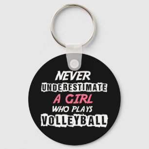 Unterschätzen Sie nie ein Volleyball-Mädchen Volle Schlüsselanhänger