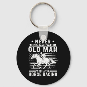 Unterschätzen Sie nie einen alten Mann, der Racing Schlüsselanhänger