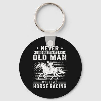 Unterschätzen Sie nie einen alten Mann, der Racing Schlüsselanhänger