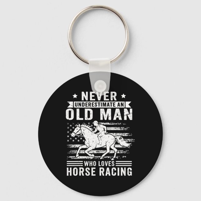 Unterschätzen Sie nie einen alten Mann, der Racing Schlüsselanhänger (Vorderseite)