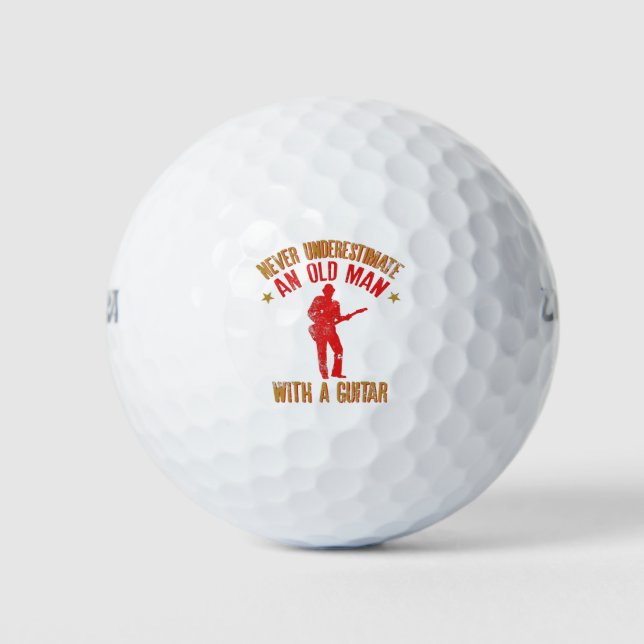 Unterschätzen Sie nie einen alten Mann mit Gitarre Golfball (Vorderseite)