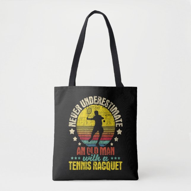 Unterschätzen Sie nie einen alten Mann - Tennisspi Tasche (Vorderseite)