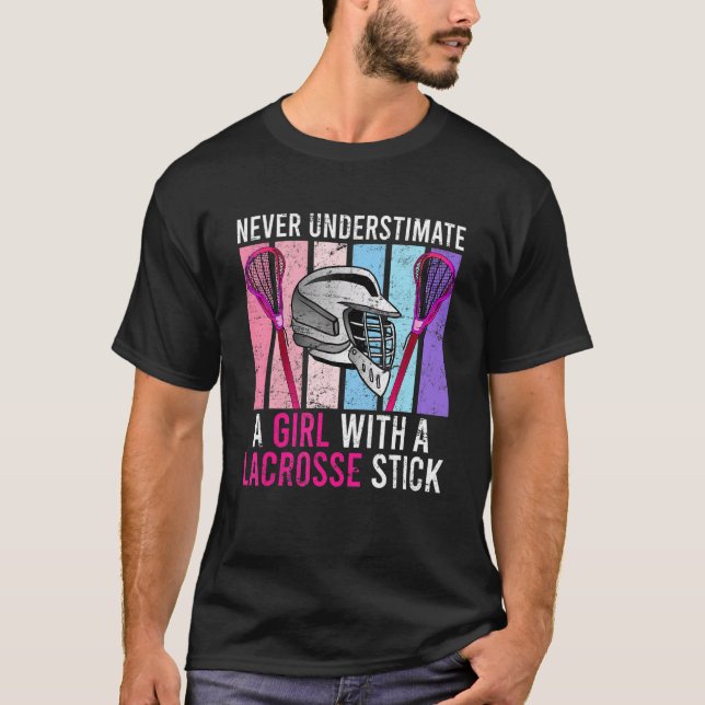 Unterschätzen Sie nie einen Lacrosse Girl Lacrosse T-Shirt (Vorderseite)