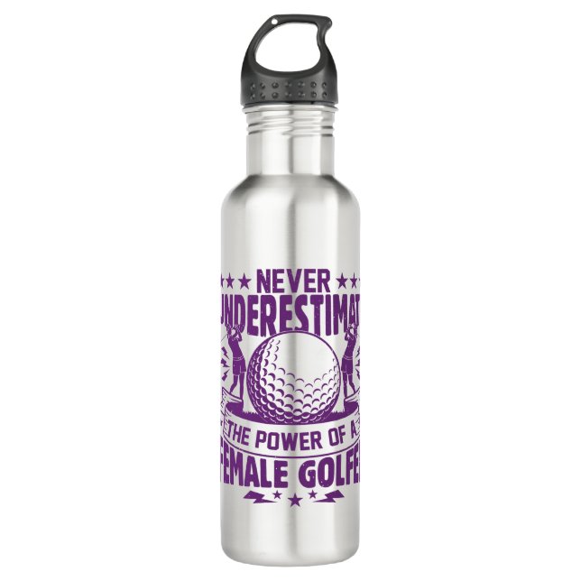 Unterschätzen Sie niemals den Power einer Golferin Edelstahlflasche (Vorderseite)