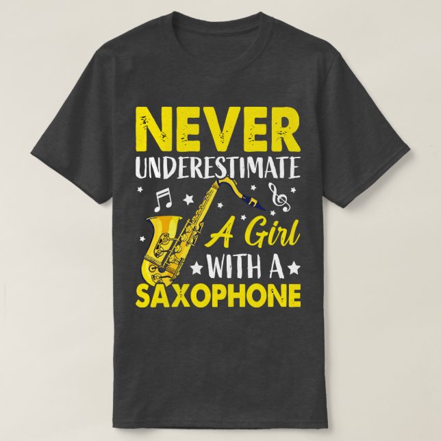 Unterschätzen Sie niemals ein L mit einem saXOPHON T-Shirt (Design vorne)