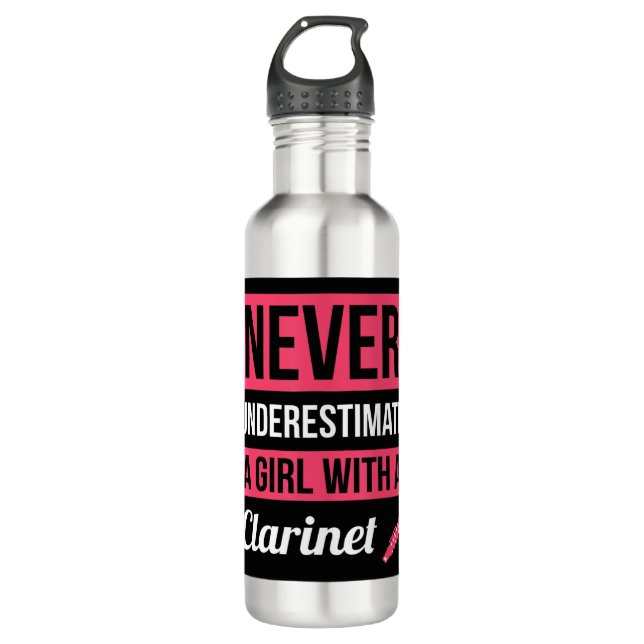Unterschätzen Sie niemals ein Mädchen mit einer Kl Edelstahlflasche (Vorderseite)