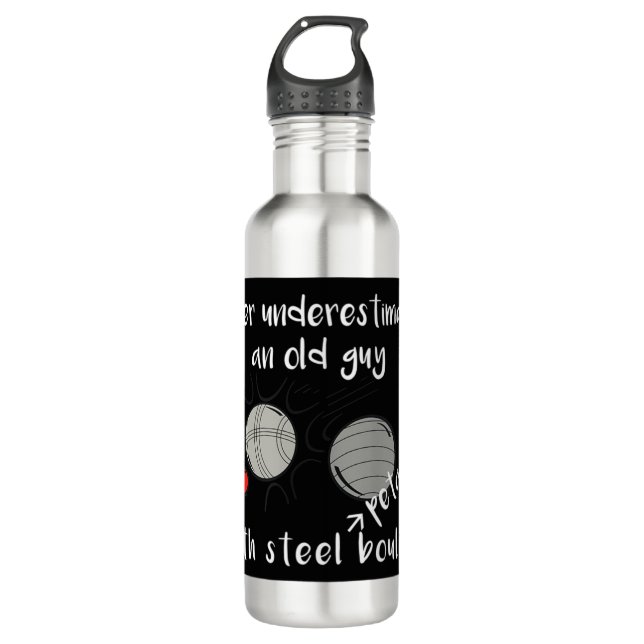 Unterschätzen Sie niemals einen alten Hippie mit e Edelstahlflasche (Vorderseite)