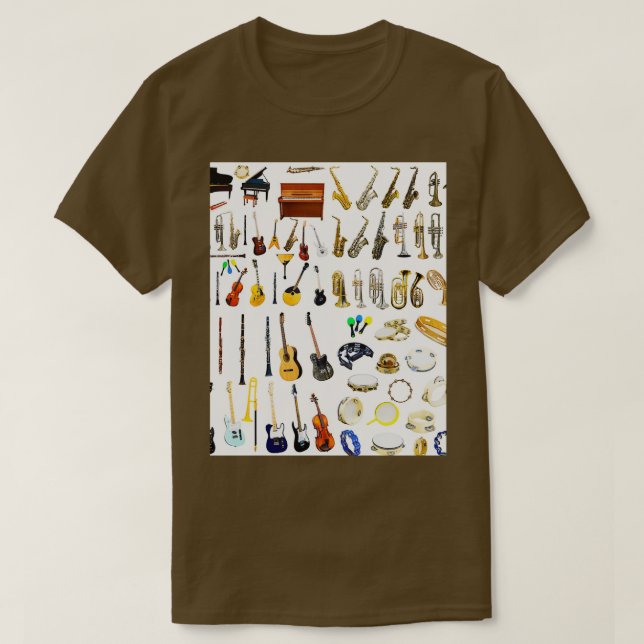 Unterschiedliche Arten von Musikinstrumenten Grafi T-Shirt (Design vorne)