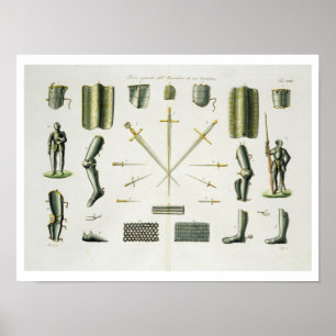 Unterschiedliche Stücke der Rüstung eines Ritters, Poster