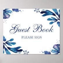 Unterschreiben Sie das Gästebuch. Blaue Hochzeitsb