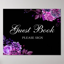 Unterschreiben Sie das Gästebuch. Lila Blumen. Sch Poster